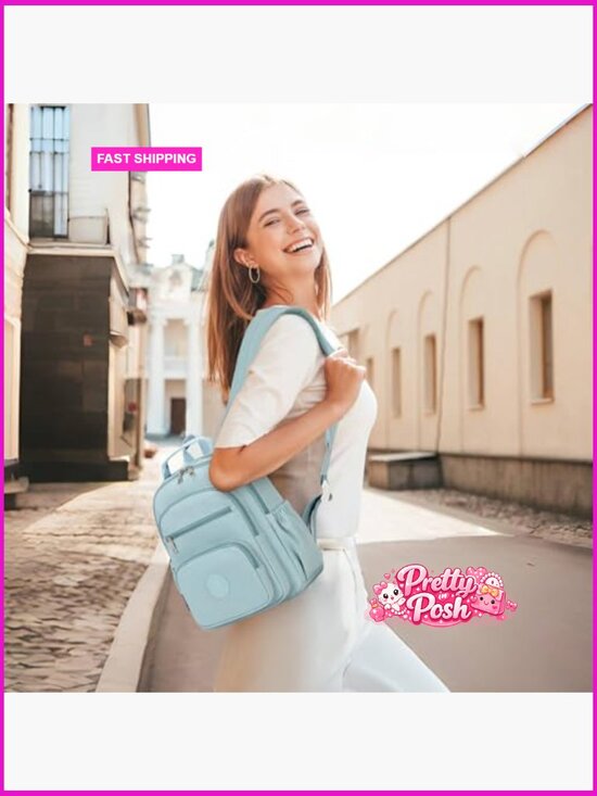 Lightweight Mini Backpack Purse with Luggage Strap, Nylon, Daypack main image 4